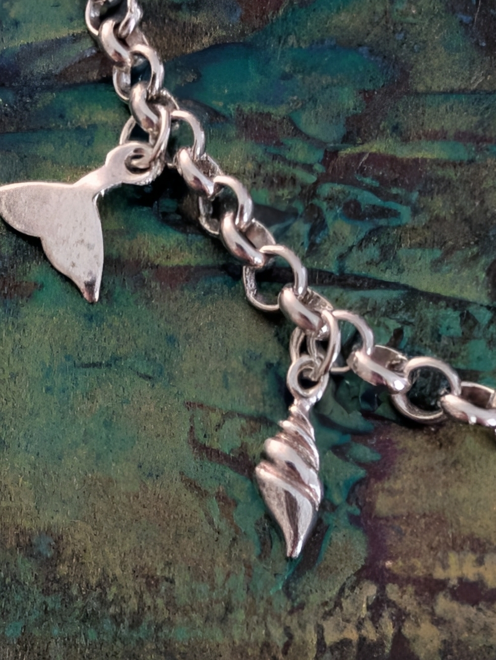 8" 925 Solid Sterling Silver Mini Sea Creature Ocean Charm Bracelet - Picture 2 of 10